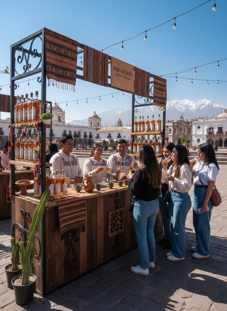 firefly gemini flash artisanal brand stand at a festival in arequipa, featuring bottles of premium pisco, 256402 firefly gemini flash artisanal brand stand at a festival in arequipa, featuring bottles of premium pisco, 256402